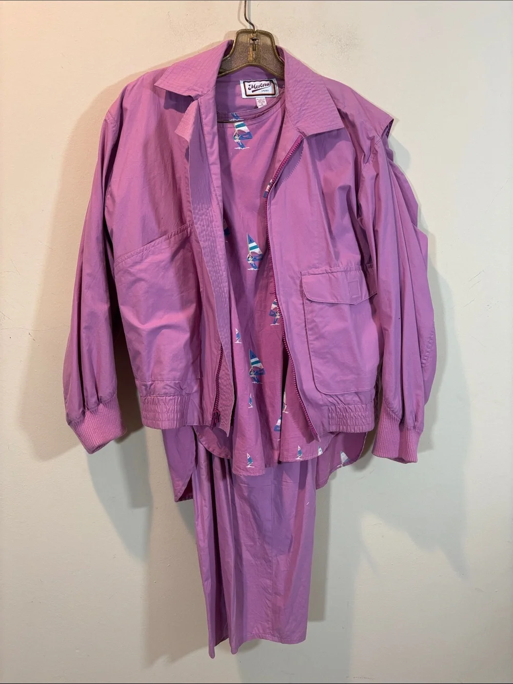 Vintage Fuschia Merona Matching Set with Pants, Shorts, Shirt, and Jacket